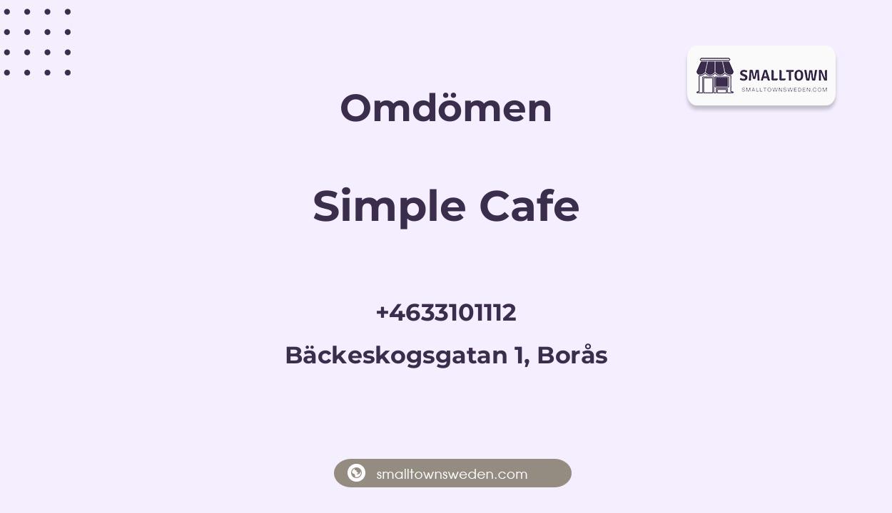 Omdömen om Simple Cafe, Bäckeskogsgatan 1, Borås